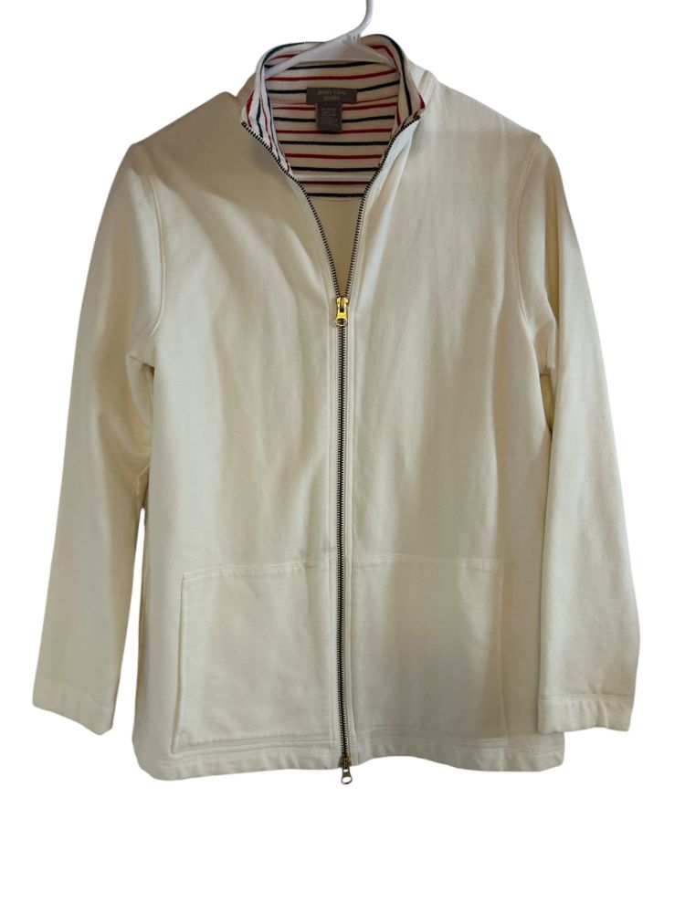 Women's Joan Vass Studio Jacket - Soft Cotton Blend Zip-Up