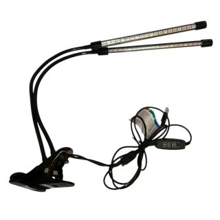 Dual head LED grow light with clip and timer