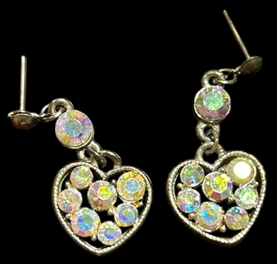 Silver-Tone Iridescent Heart Dangle Earrings – 1½ Inch