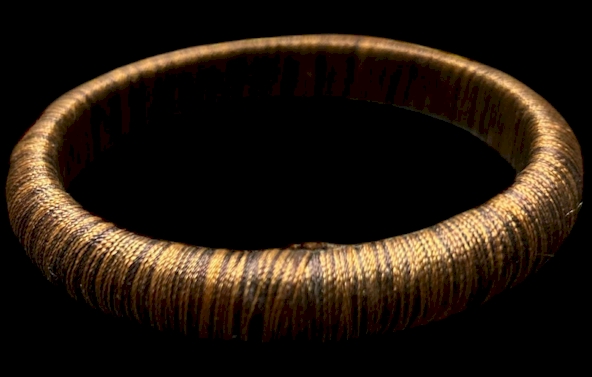 Gold and Brown Wrapped Bangle Bracelet – Textured Statement Design