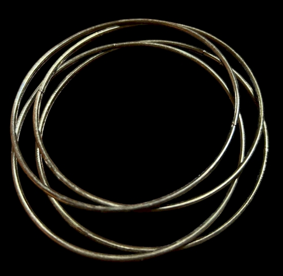 Set of 3 Silver Tone Thin Bangle Bracelets – Minimalist Style