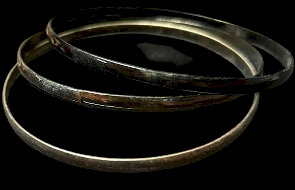Set of 3 Dark Silver Bangles – Vintage Metallic Finish