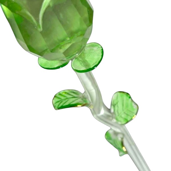 13.25" Green Crystal Glass Rose Stem with Gold Trim