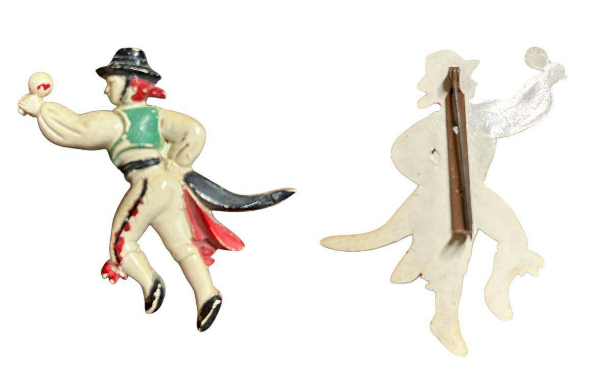 Vintage Enamel Folk Dancer Brooch – Hand-Painted 3 Inch