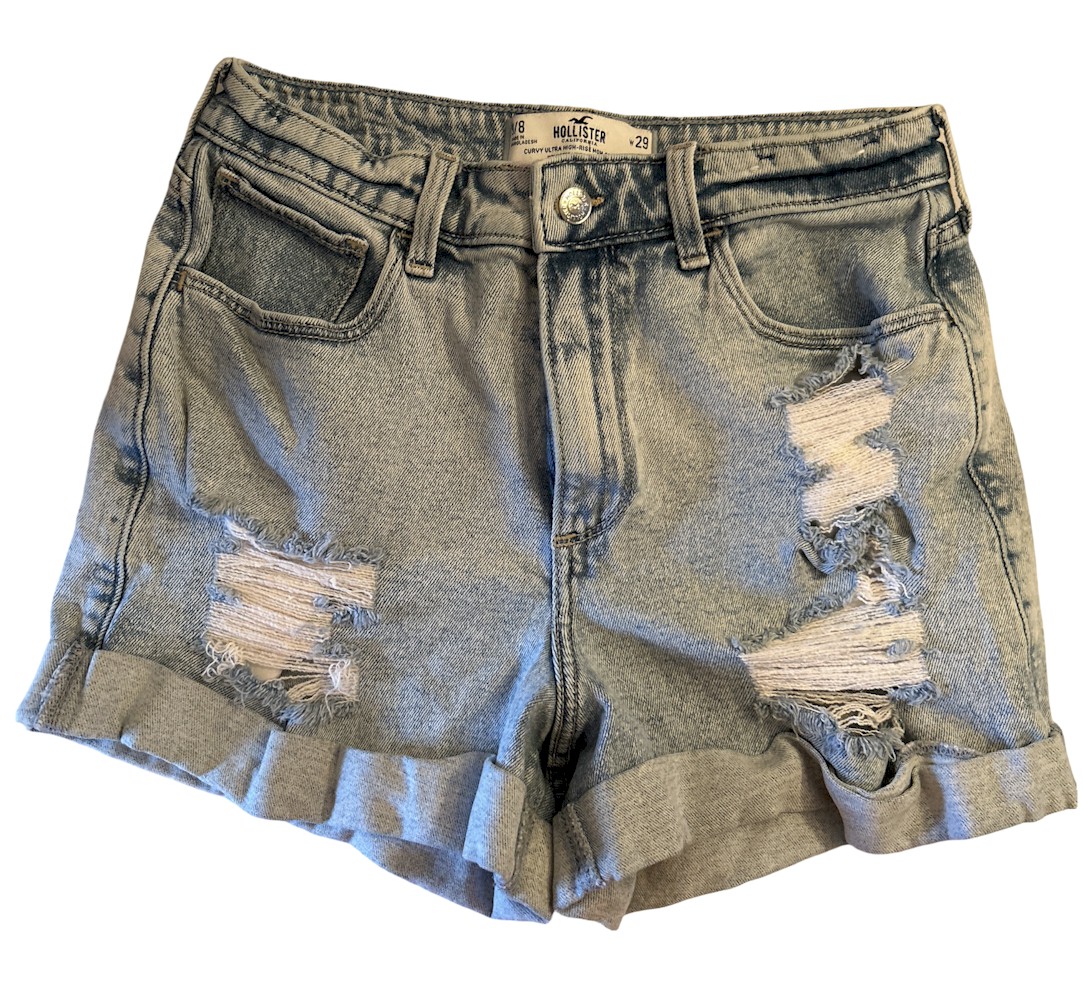 Women’s Hollister Curvy Ultra High Rise Mom Shorts Distressed Denim