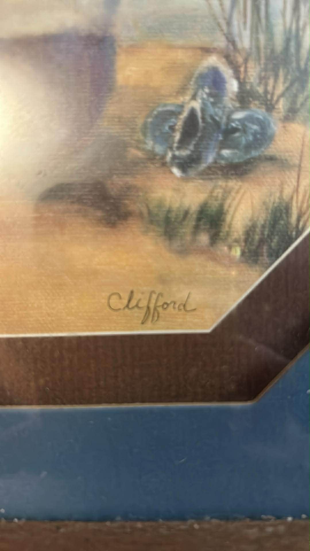 Framed Coastal Child Seaside Artwork Signed Clifford