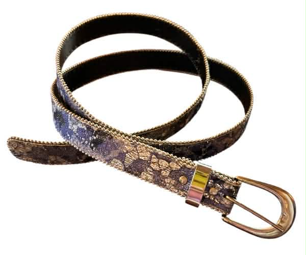 Decorative Skinny Belt with Blue Rhinestone Accent 45 in.