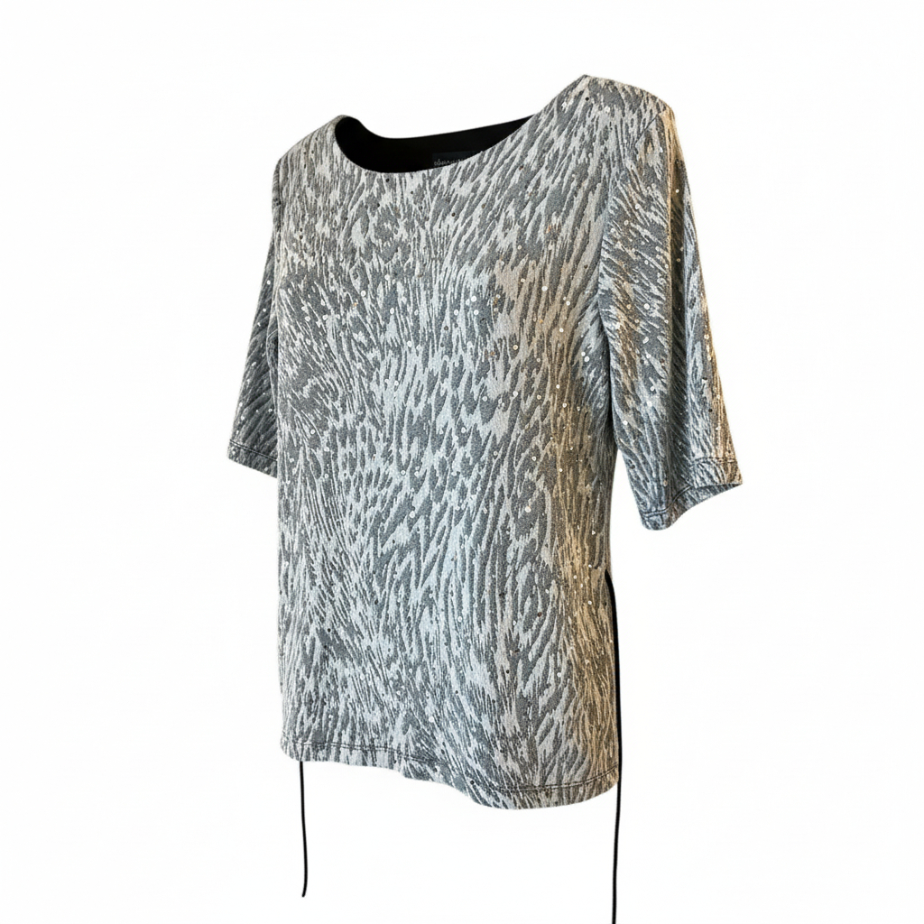 Women’s Belted Tunic Top by Connected Apparel Dressy Casual Stretch Knit Blouse