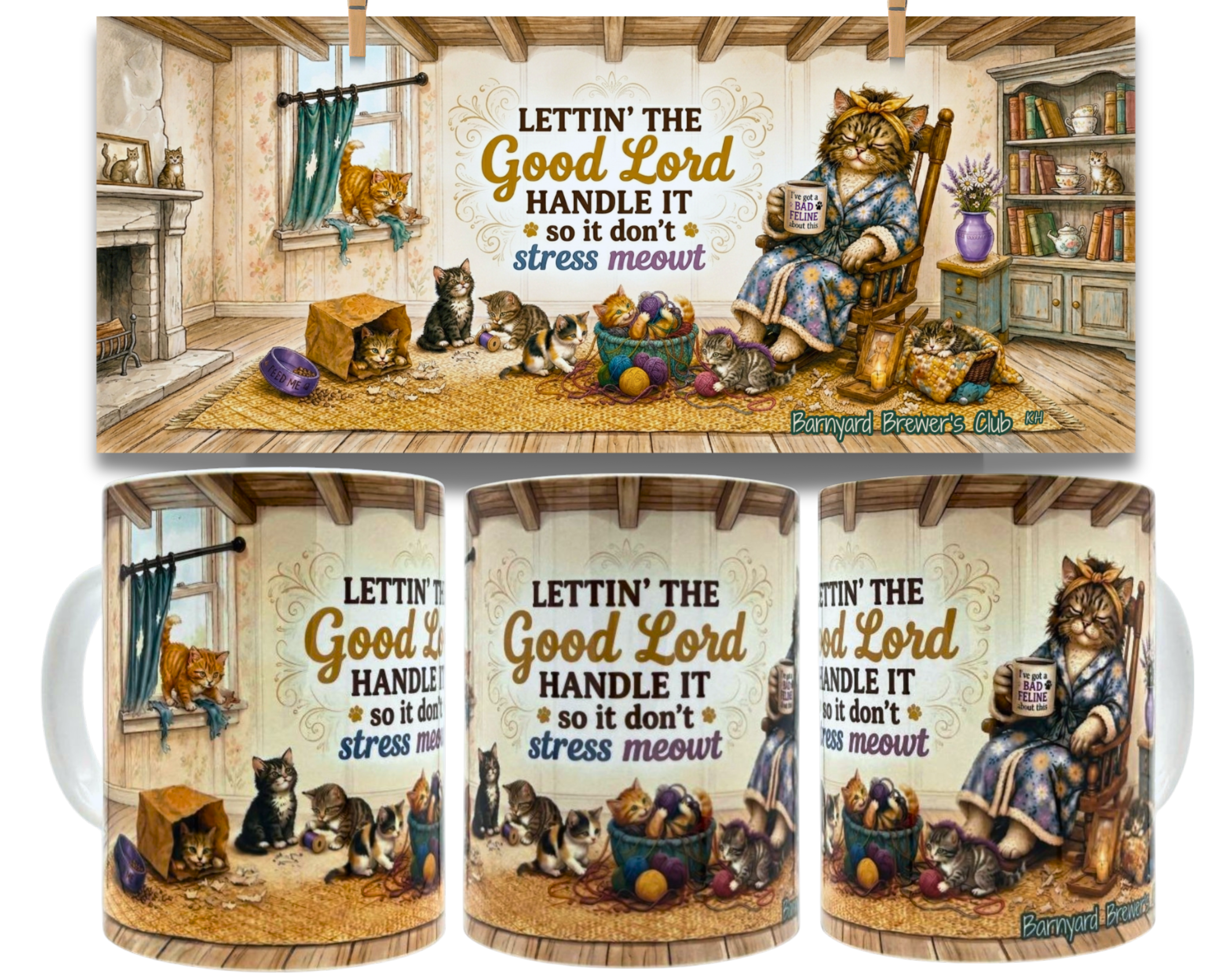 Funny Mama Cat Coffee Mug 15oz Christian Faith Farmhouse Gift Barnyard Brewers