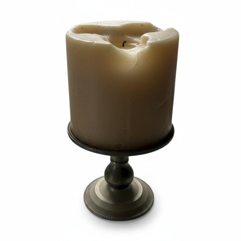 Cake Candle on metal pedestal – cream color