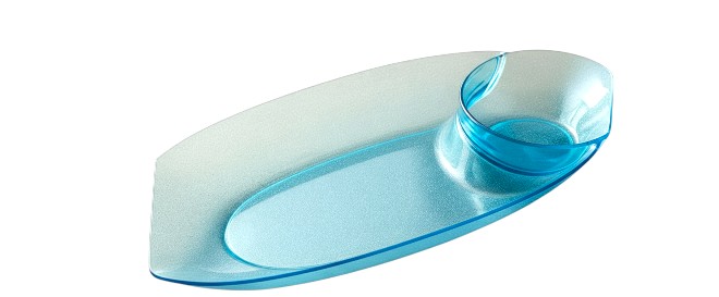Blue chip & dip platter – oval plastic