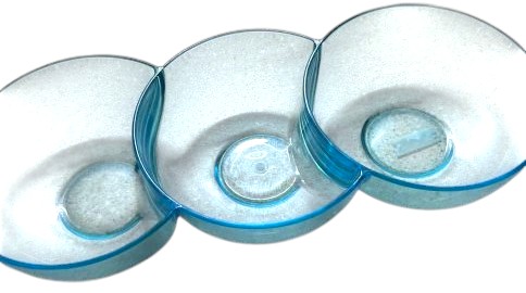 3-section oval blue serving tray – plastic