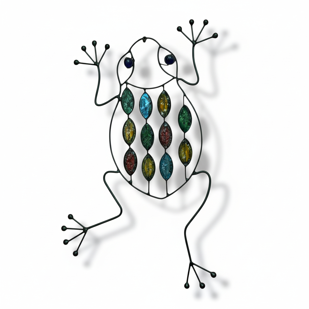 Frog wall decor – with multi-colored stones 11"x19"