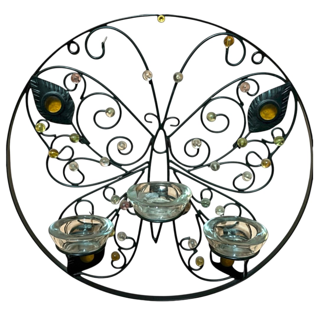 Large metal butterfly wall decor – yellow/black
