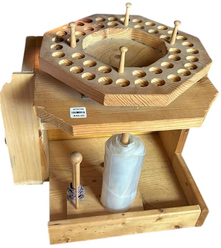 Handmade Wooden 2-Tier Cake Decorating Station w/Spinning Top Icing Tip Tier and Sprinkle Holders
