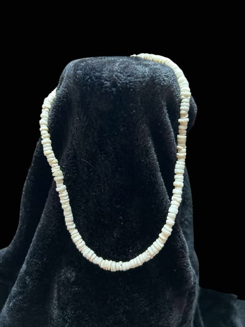 White shell bead choker necklace