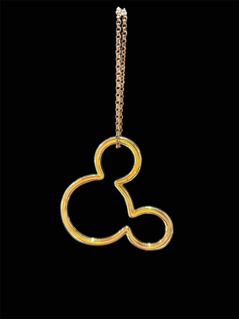 Gold-Tone Open Mickey Head Pendant Necklace – 36” Chain