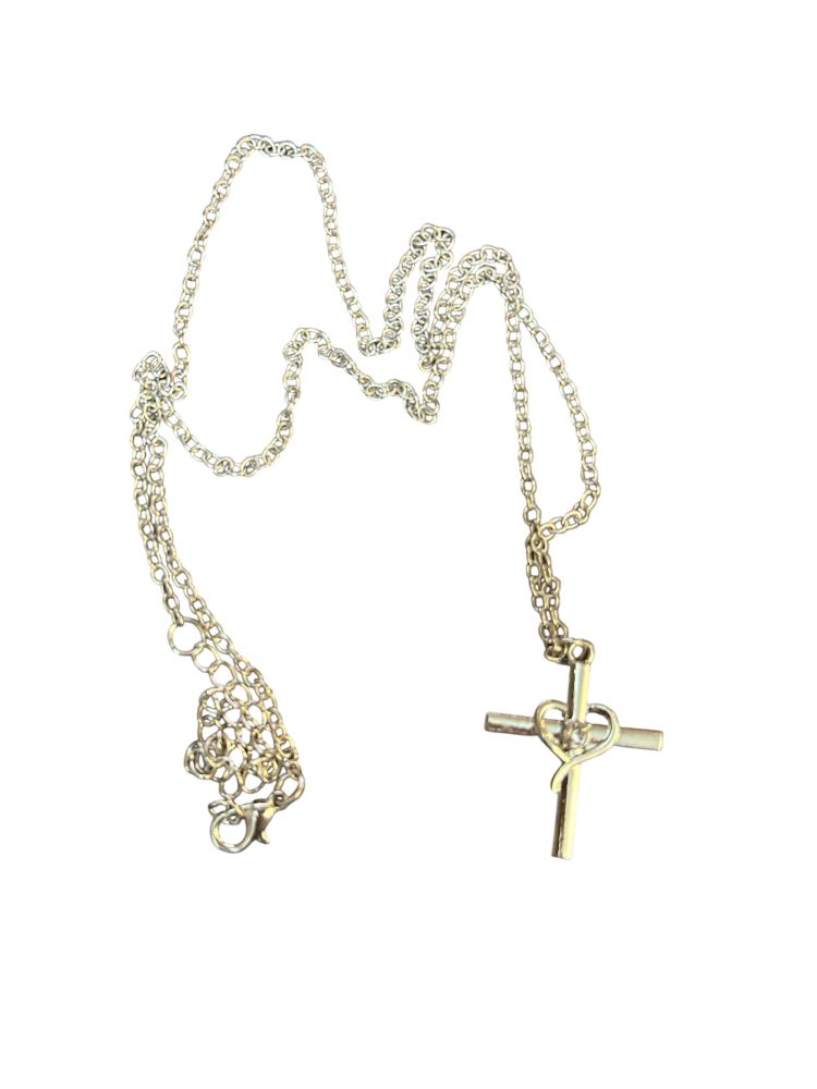 Silver Tone 22" Necklace with Cross Pendant