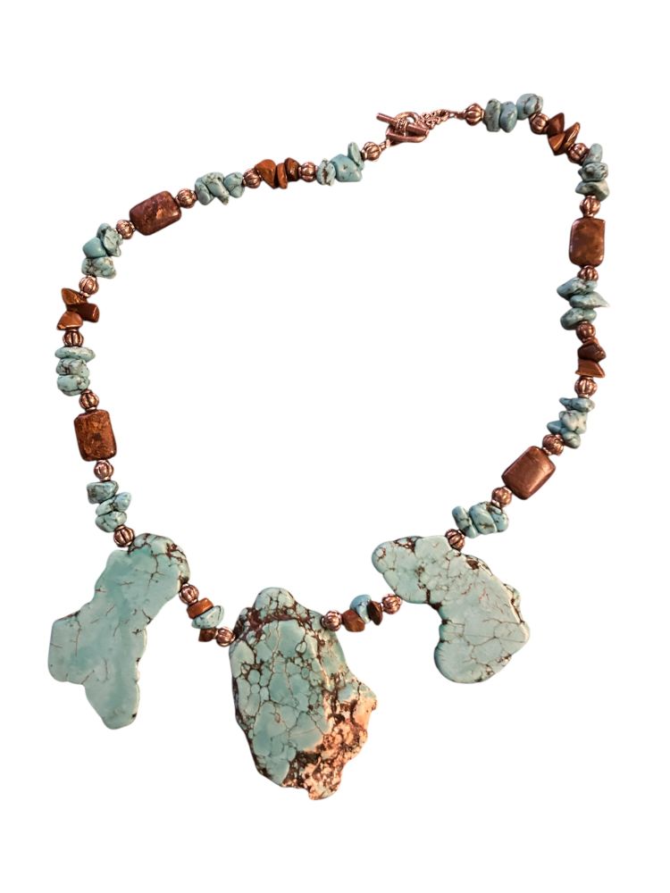 Real Turquoise Beaded Necklace 9"