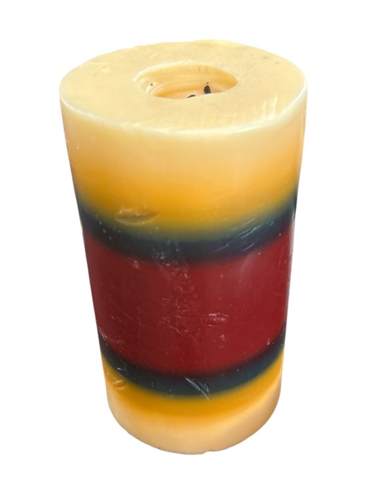 Colorful Layered Pillar Candle 7x3"