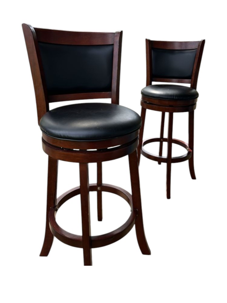 Pair of Counter Barstools Wooden Swivel Bar Chairs