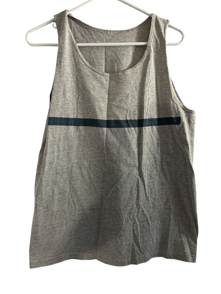 Men's Grey Tank Top with Striped Detail Size S