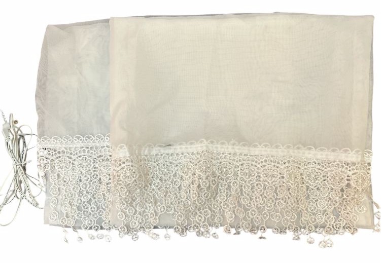 Set of 2 Lace Curtain Valance Panels - White
