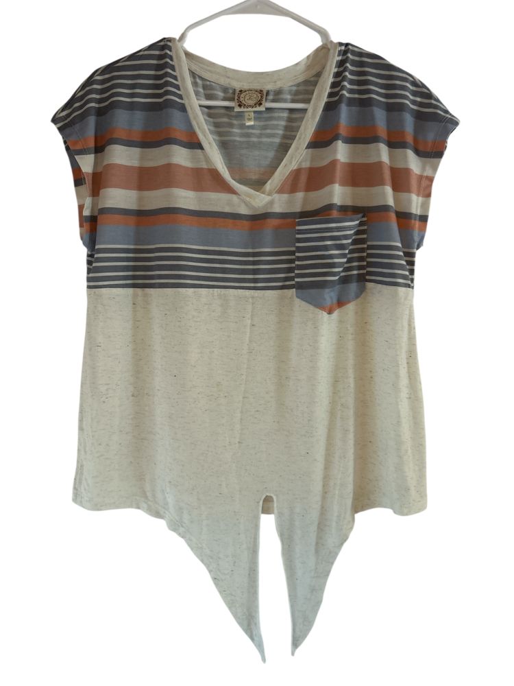 Women's TruSelf Women's V-Neck Striped Top Size L