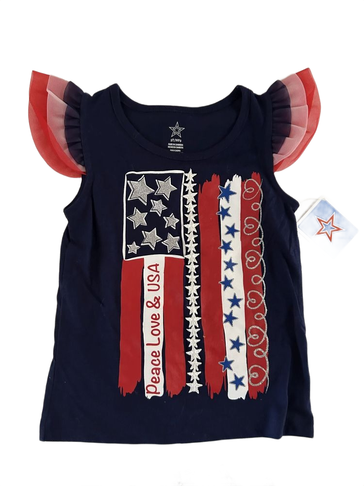 Girl's Star Girls' Sleeveless Patriotic Top Size 3T