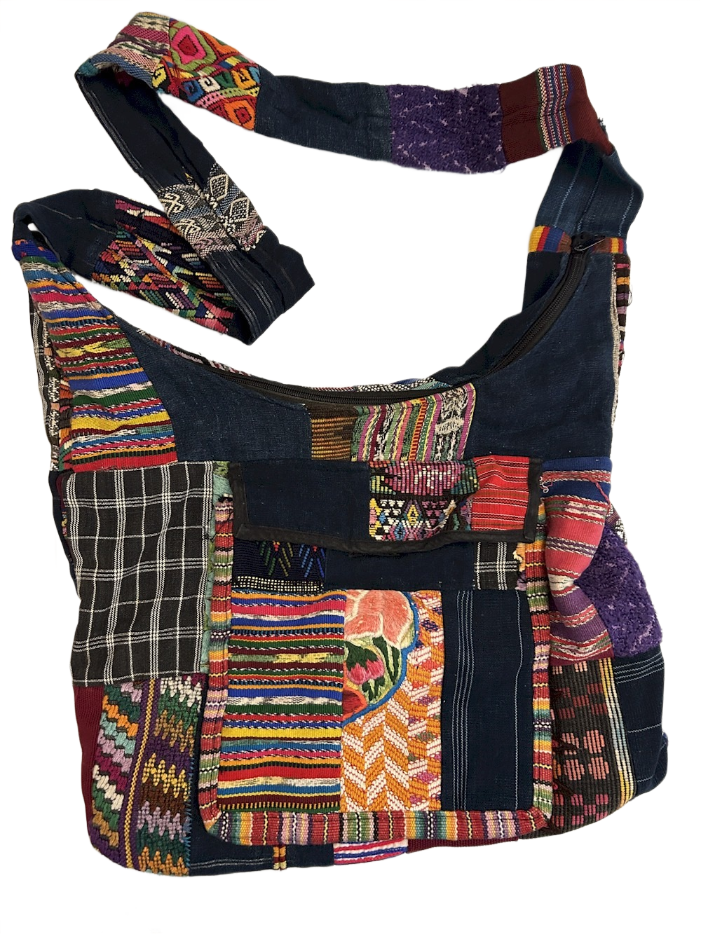 Denim & Embroidery Tote Bag 16x17"