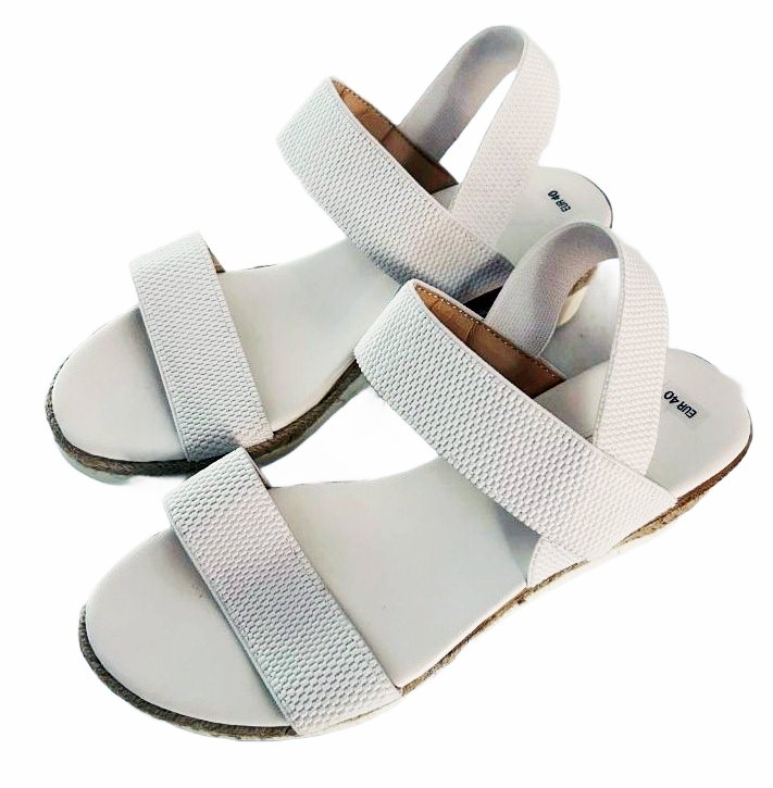 Women's White Elastic Strap Sandals Size 9