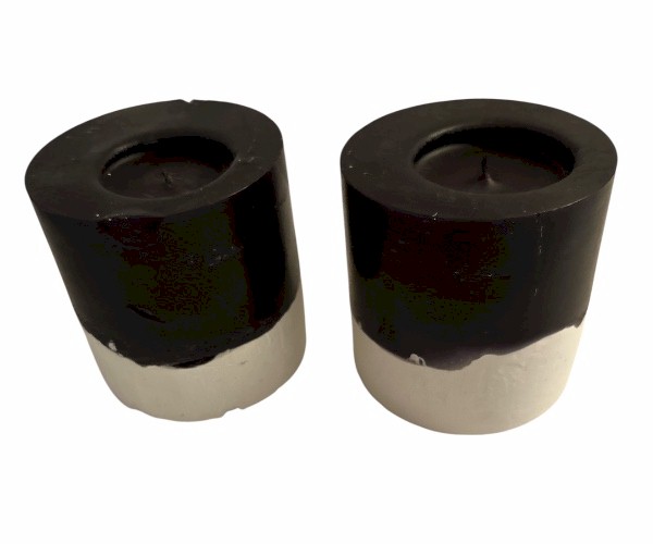 Decorative Black and Neutral Pillar Candle Set Modern Home Decor