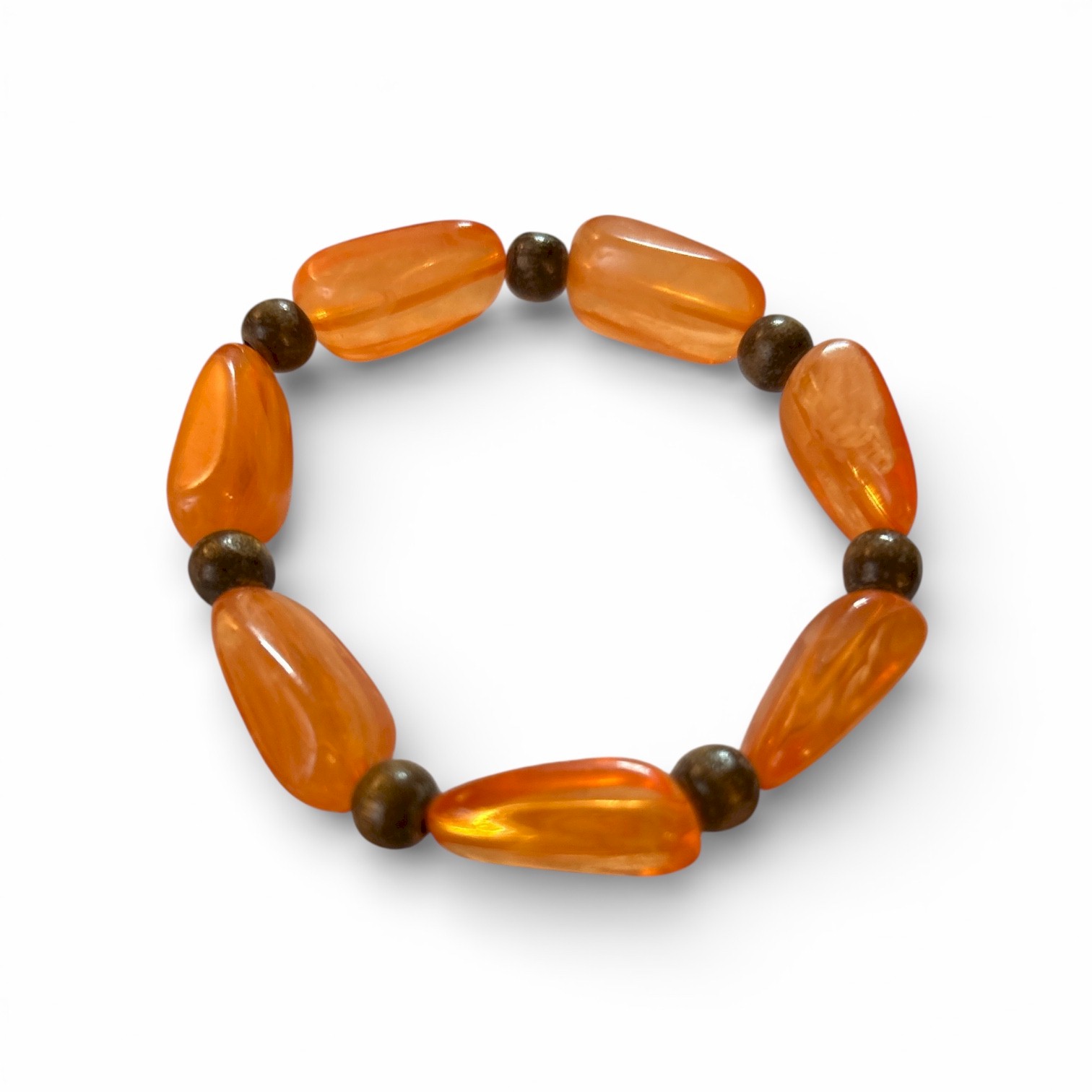 Women’s Amber Look Orange Bead Stretch Bracelet