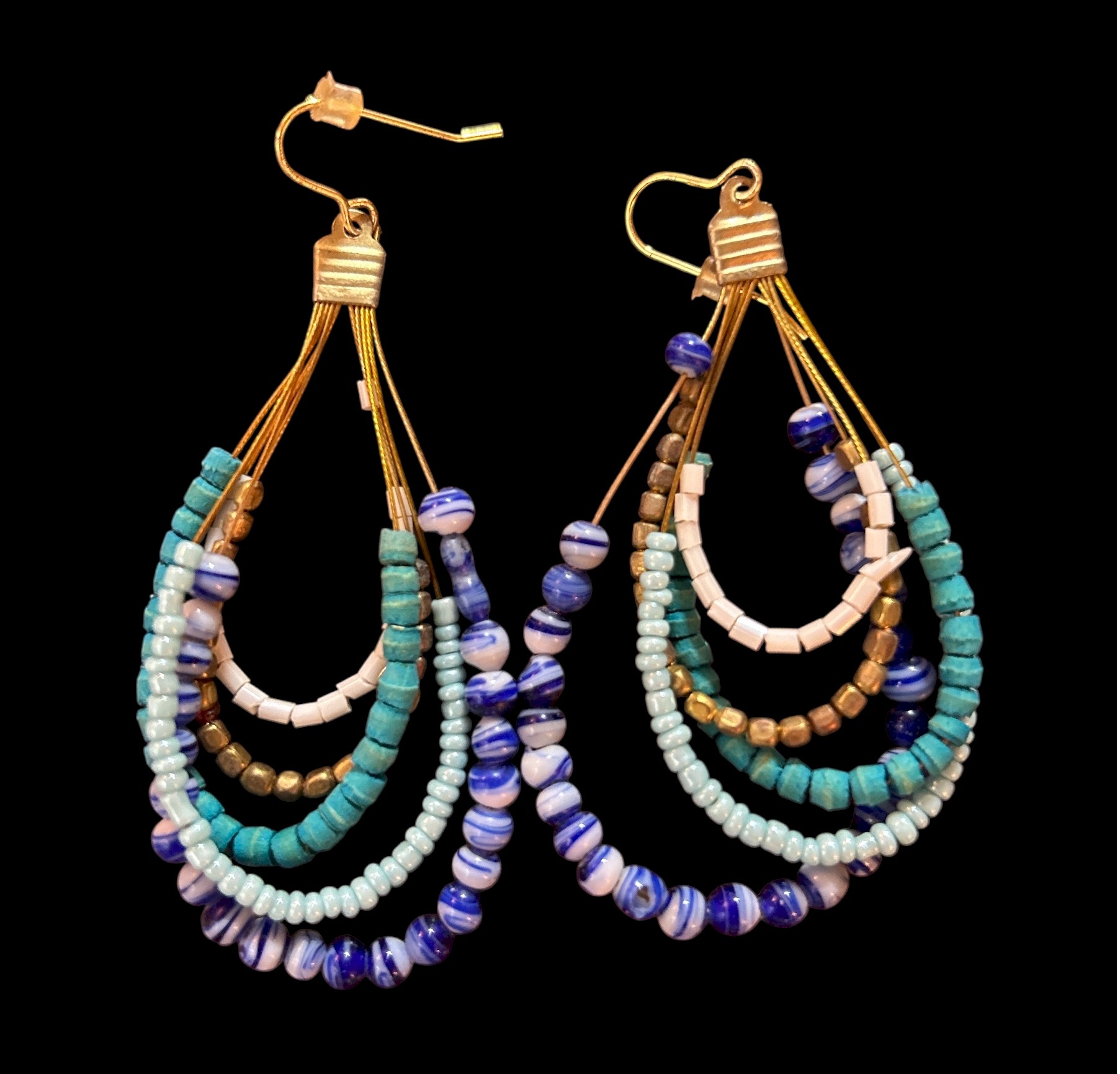 Women’s Layered Boho Beaded Teardrop Dangle Earrings