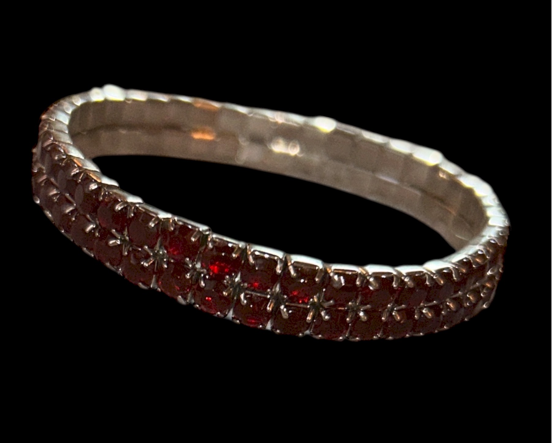 Women’s Red Rhinestone Stretch Bracelet Sparkling Tennis Style