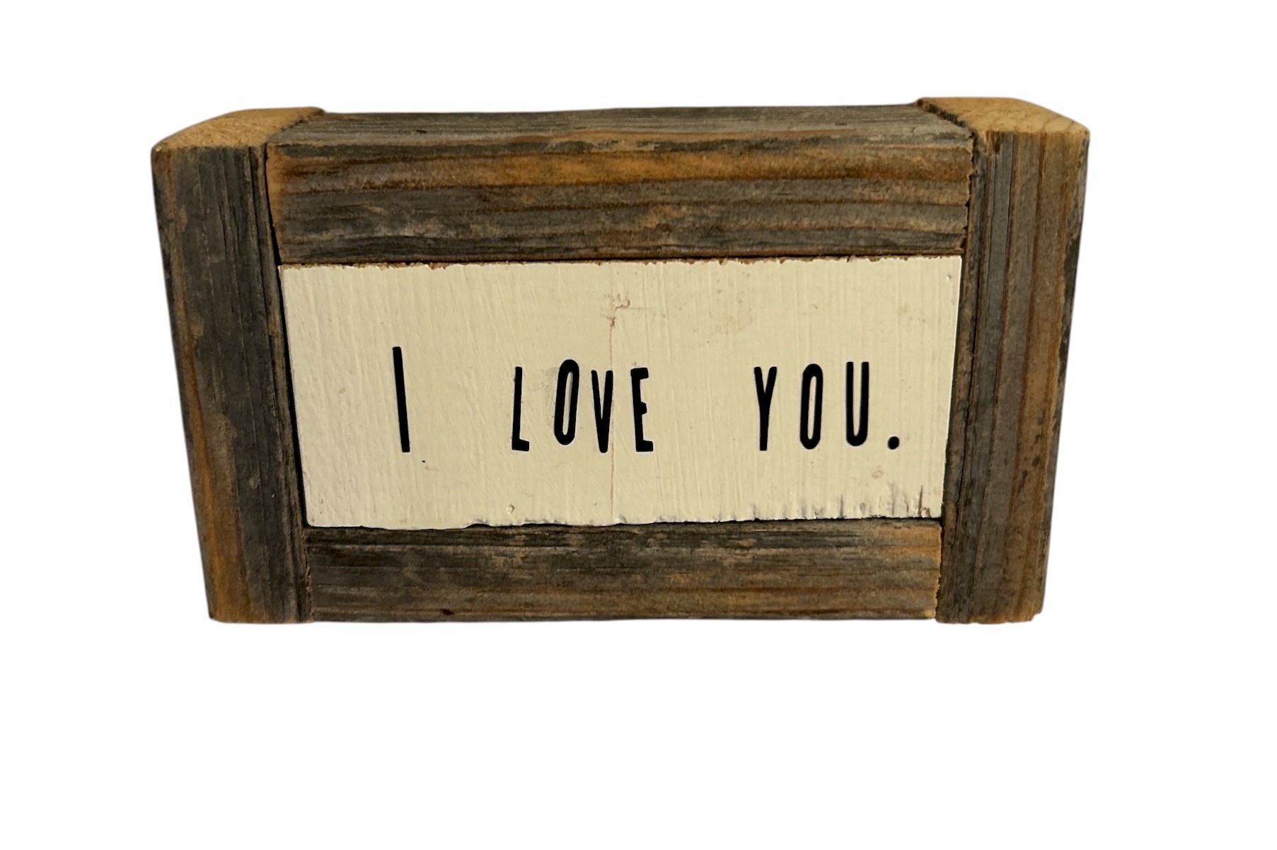 Rustic Farmhouse I Love You Wooden Block Sign Shelf Decor