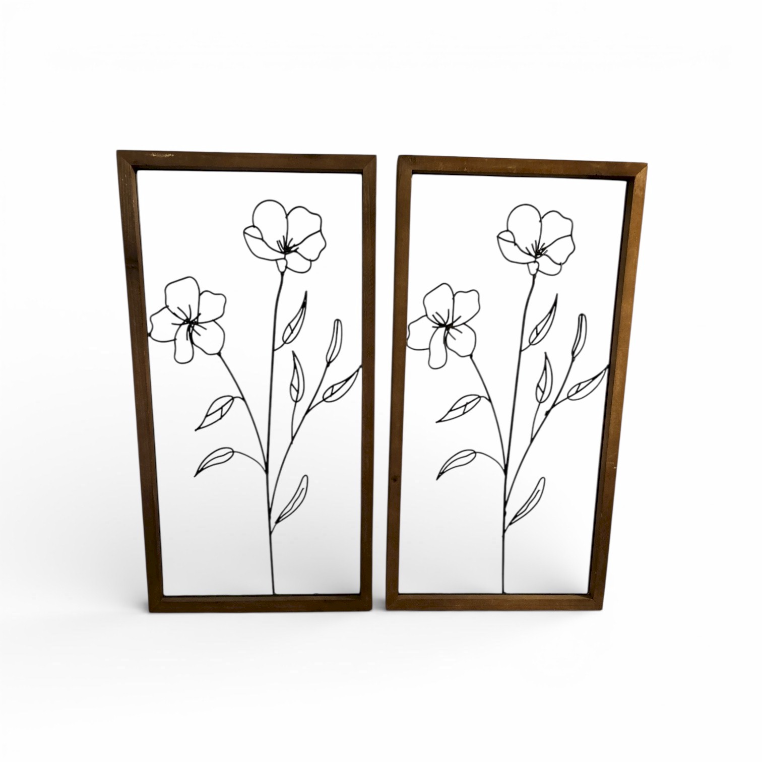 Modern Farmhouse Floral Wall Art Metal Flower Frames Set of 2