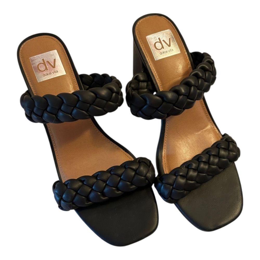 Dolce Vita Women's Black Braided Heeled Sandals