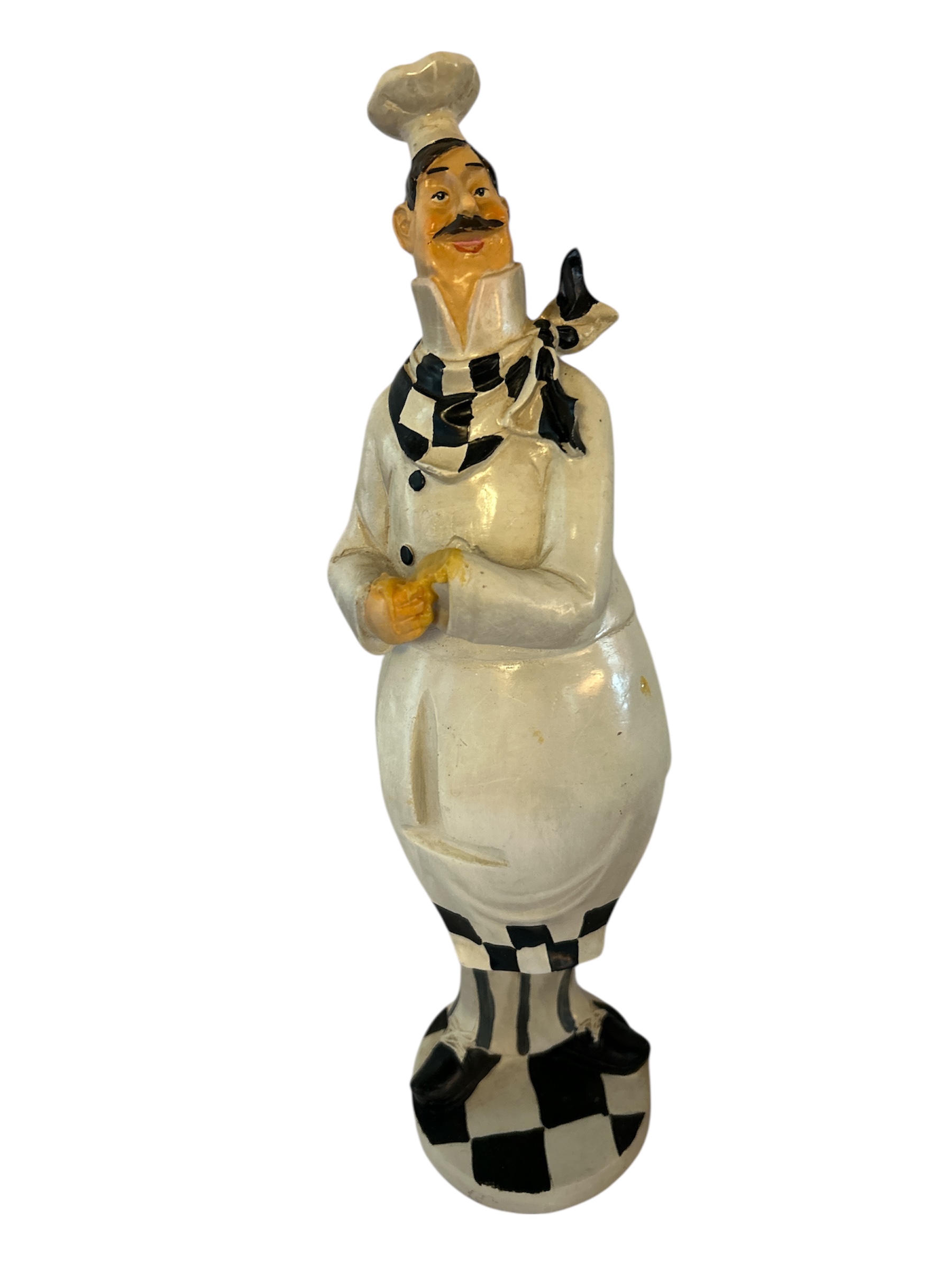 Ceramic Chef Figurine - Playful Checkered Design - Size 15"x4"