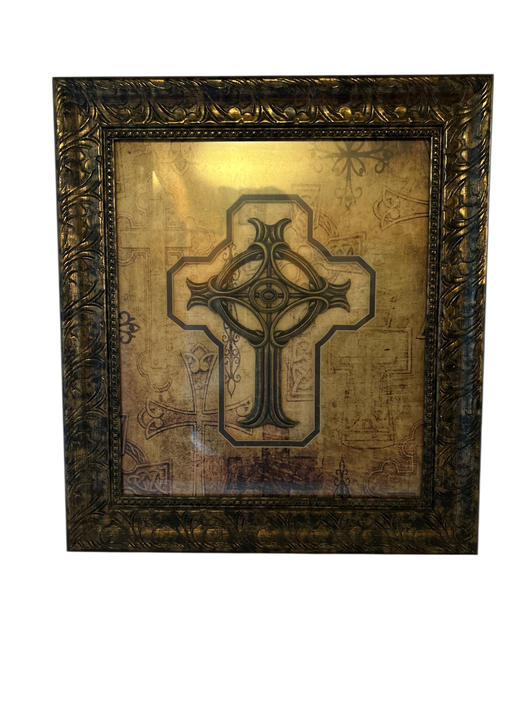 Elegant Framed Cross Wall Art - Size 19"x17"x1"