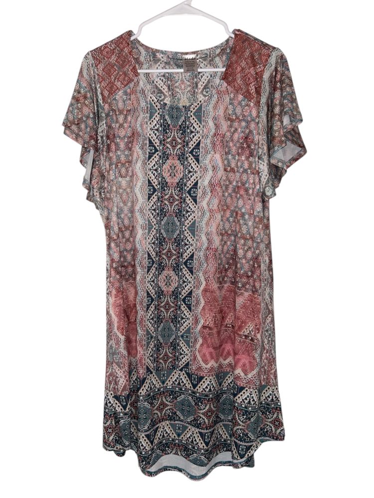 Women's Moda Patterned Dress - Short Sleeve Style
