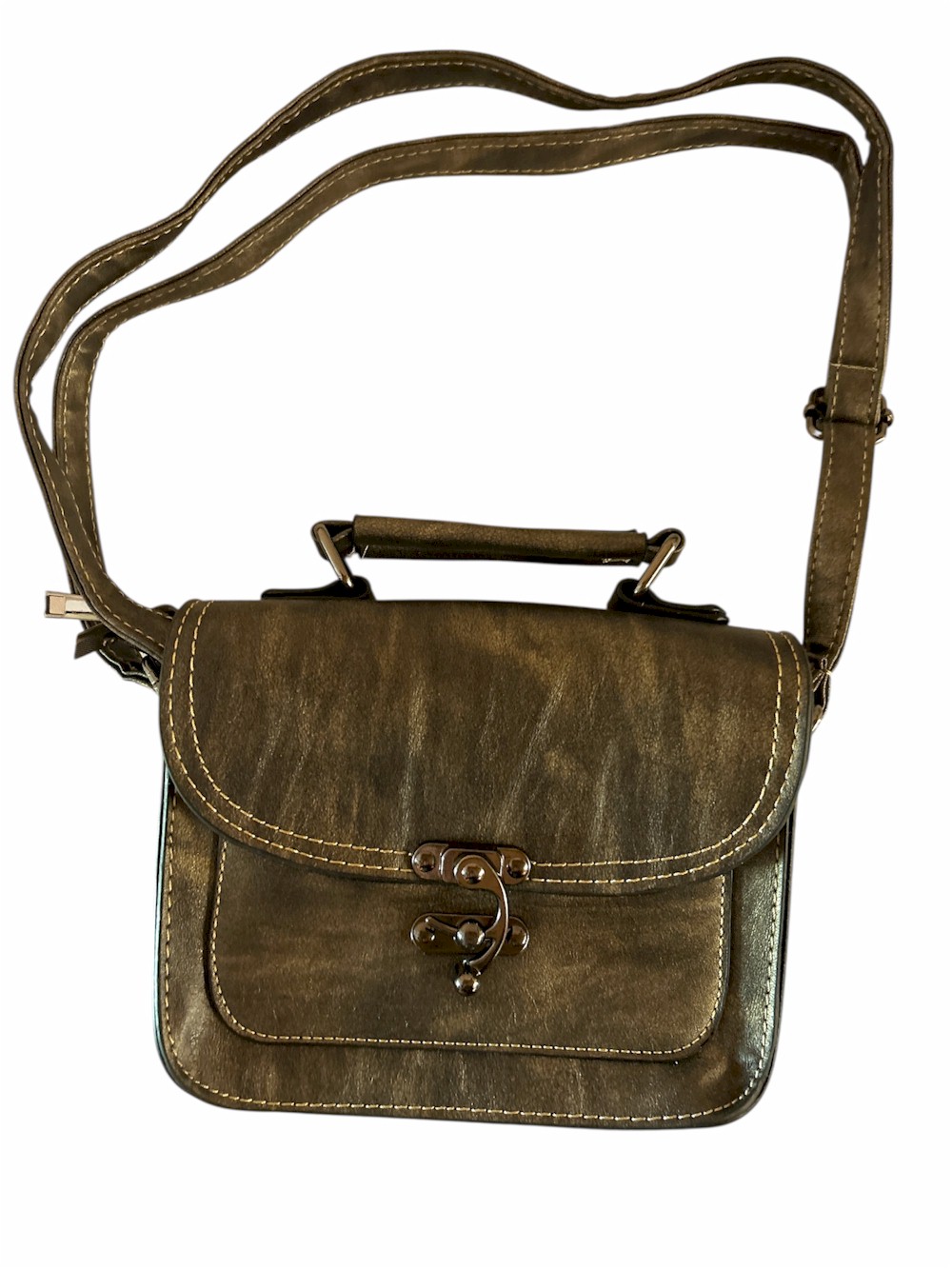 Sturdy Leather Crossbody Bag with Buckle Closure