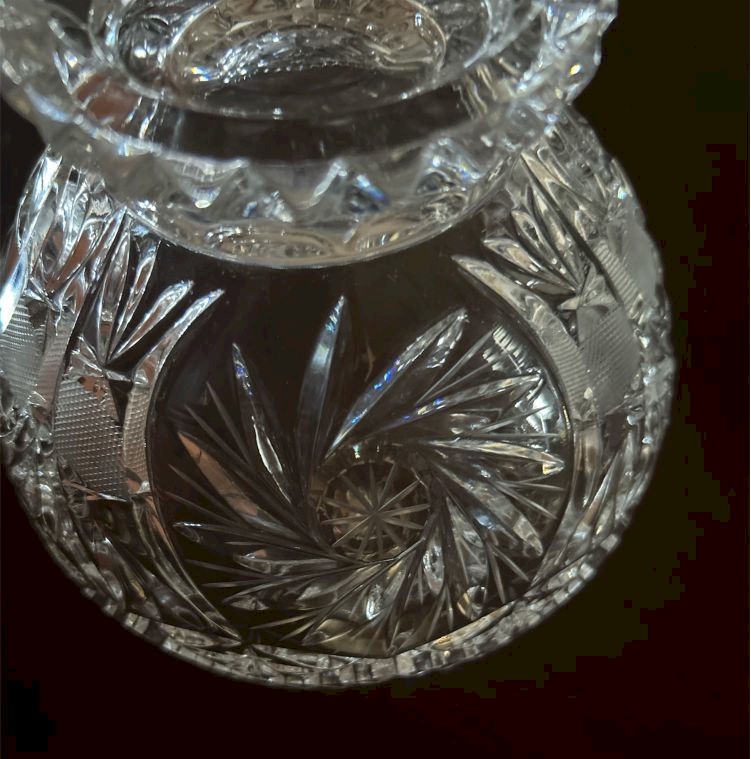 Heavy Cut Crystal Estate Footed Bowl Vintage Candy Dish 5 Inch