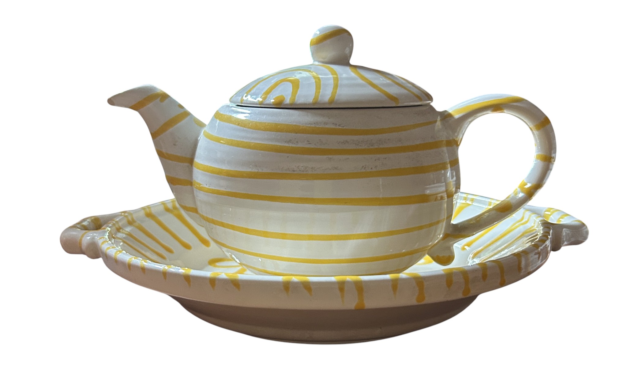Ceramic Teapot & Plate