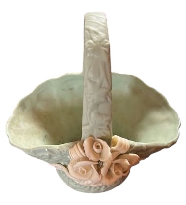 Porcelain Basket with Rose Accents