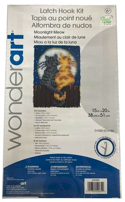 Wonderart Moonlight Meow Latch Hook Kit NEW