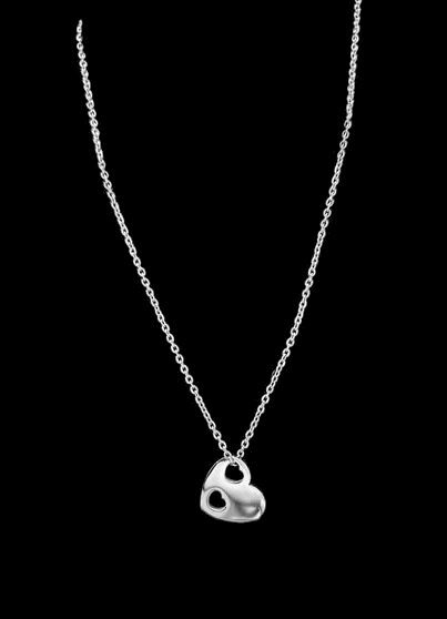 Silver-Tone Open Heart Pendant Necklace