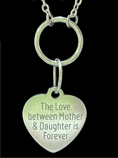 “The Love Between Mother & Daughter Is Forever” Heart Pendant Necklace – 18” Silver-Tone
