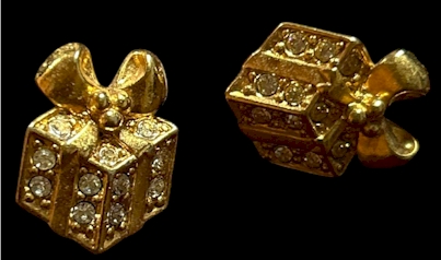 Gold-Tone Gift Box Earrings