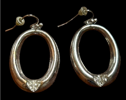 Silver-Tone Oval Hoop Earrings